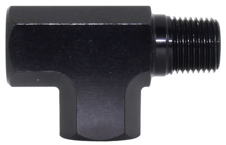 916-02-BLK 1/8_Fem tee Male on run - black - SS Racetech Rods & Customs