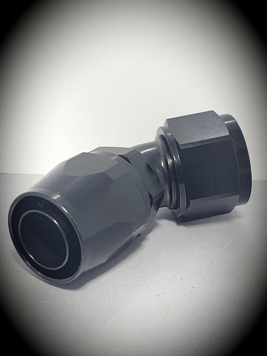 102-16-BLK -16 45 degree hose end - SS Racetech Rods & Customs