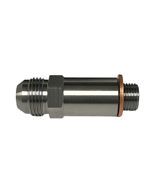 Dailey Engineering LS oil feed fitting for OEM engine block, 16mm thread to -10 flare. - SS Racetech Rods & Customs