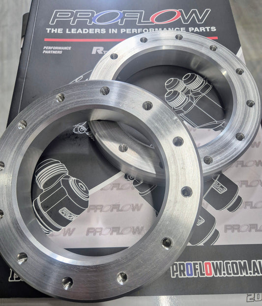 Aluminium weld in fuel tank pump retaining rings OD 139.5mm OD 95.5mm ID 21mm thick with 12 x M6 holes drilled & tapped - SS Racetech Rods & Customs