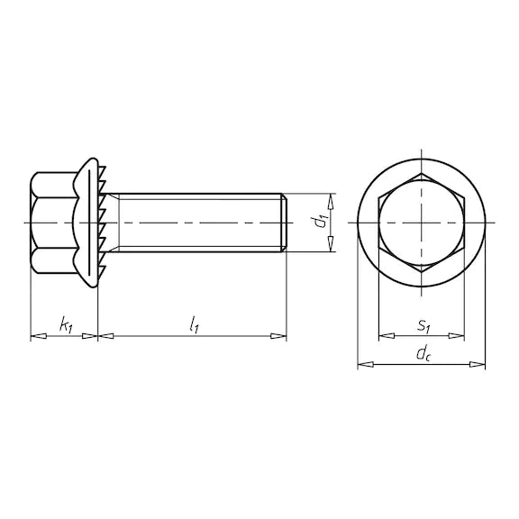 M8X30 HEXAGON HEAD SERRATED SCREW WITH FLANGE W-0274, STEEL 8.8, ZINC-PLATED, BLUE PASSIVATED (A2K)