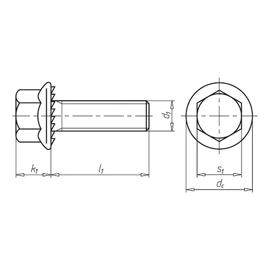M8X30 HEXAGON HEAD SERRATED SCREW WITH FLANGE W-0274, STEEL 8.8, ZINC-PLATED, BLUE PASSIVATED (A2K) - SS Racetech Rods & Customs