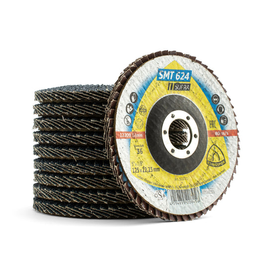 KLINGSPOR SMT 624 SUPRA FLAP DISC 36 GRIT 125MM X 22.23MM - EACH -322771 - SS Racetech Rods & Customs