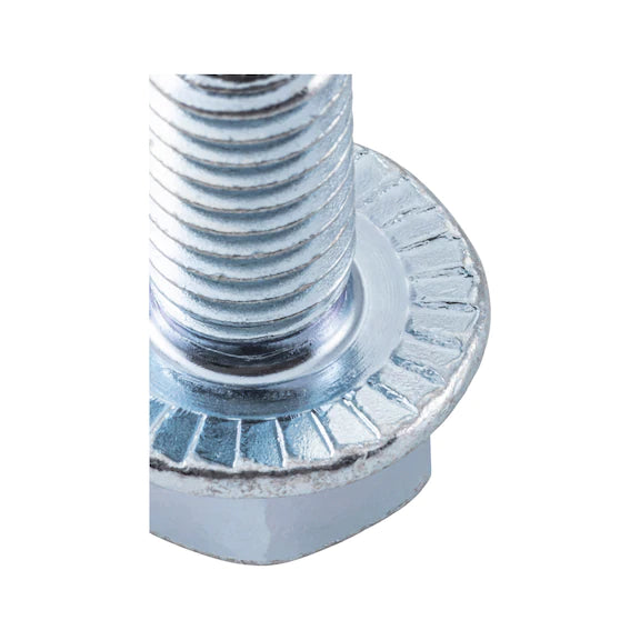 M8X30 HEXAGON HEAD SERRATED SCREW WITH FLANGE W-0274, STEEL 8.8, ZINC-PLATED, BLUE PASSIVATED (A2K)