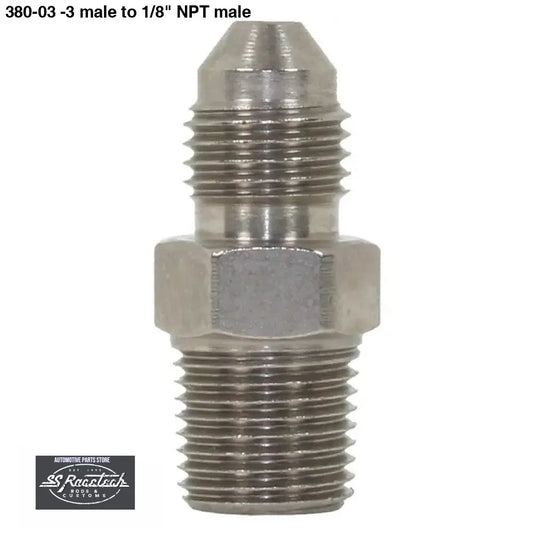 380-03 -3 male to 1/8" NPT male - SS Racetech Rods & Customs