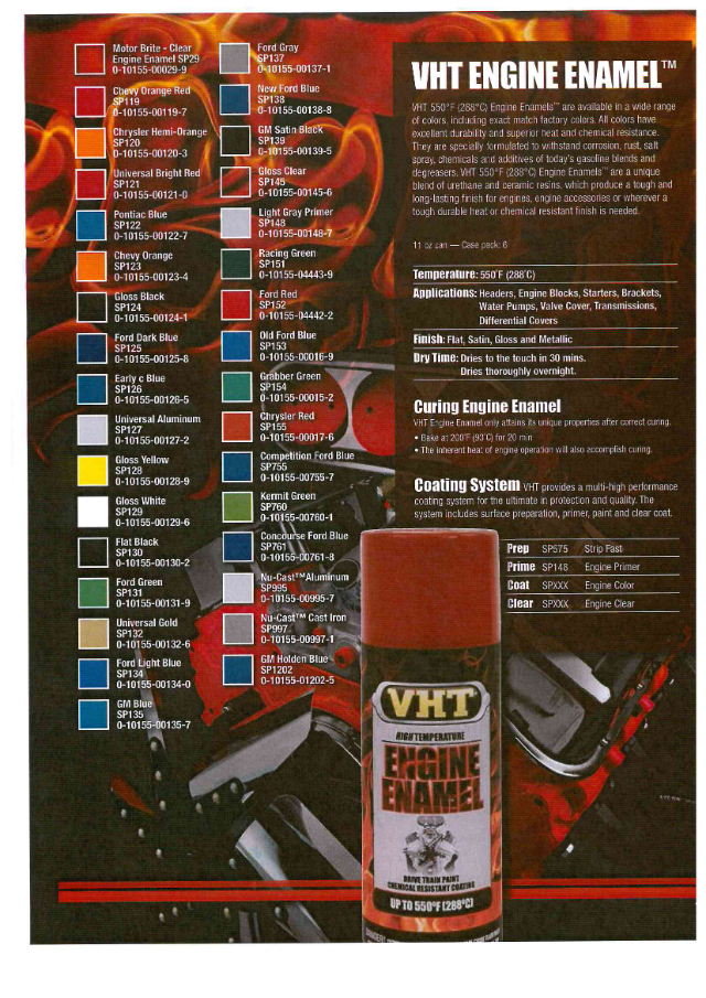 SP119 VHT ENGINE ENAMEL - CHEVY ORANGE - RED - SS Racetech Rods & Customs