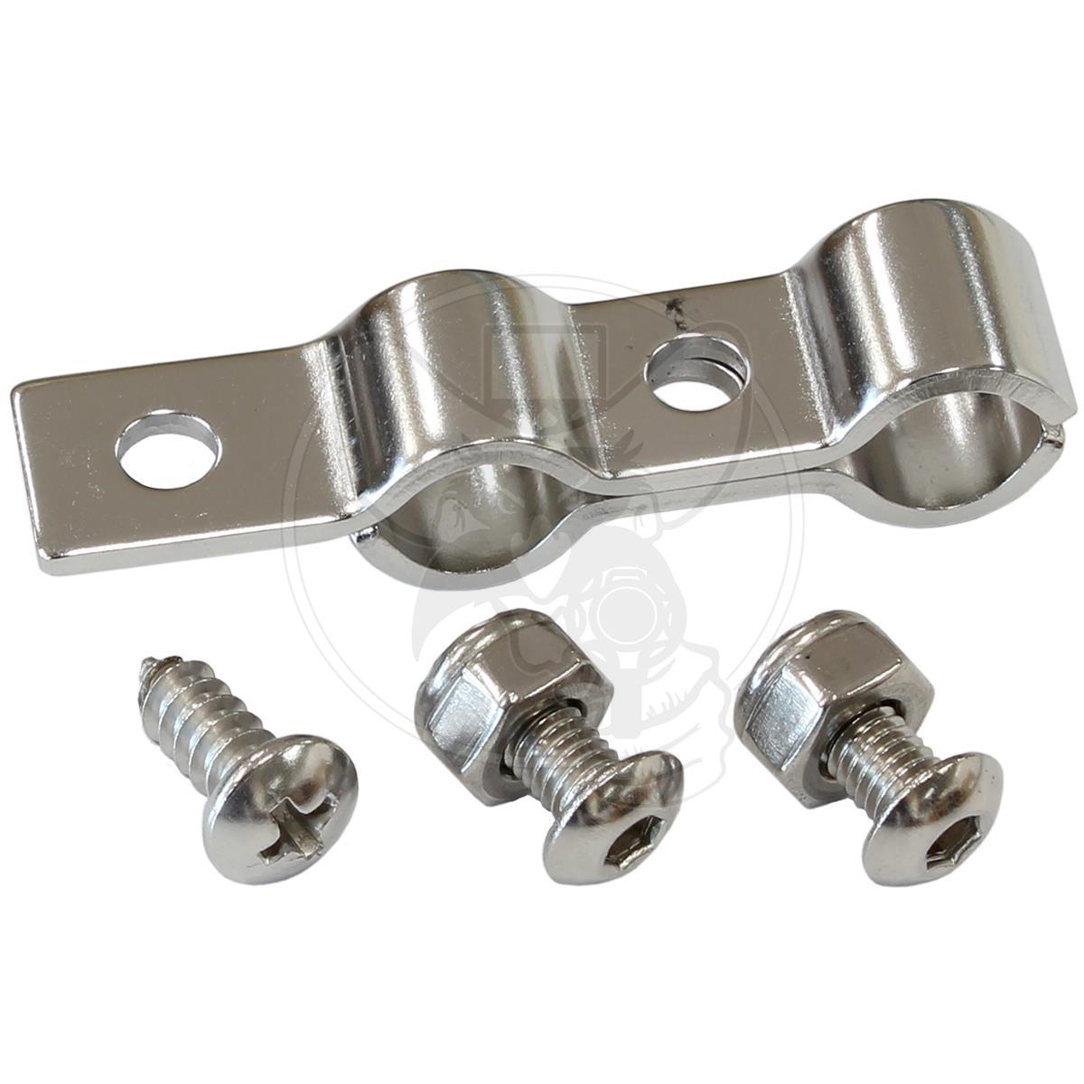 AF301-03-03 - AEROFLOW DUAL STAINLESS STEEL HARD LINE CLAMP WITH BRACKET - 3/16" - SS Racetech Rods & Customs