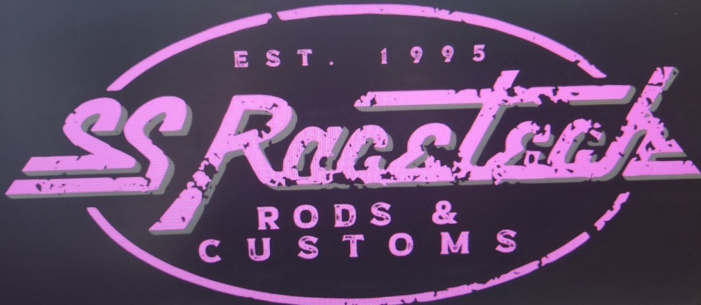 SS Racetech Rods & Customs V-neck Tee - Pink - SS Racetech Rods & Customs