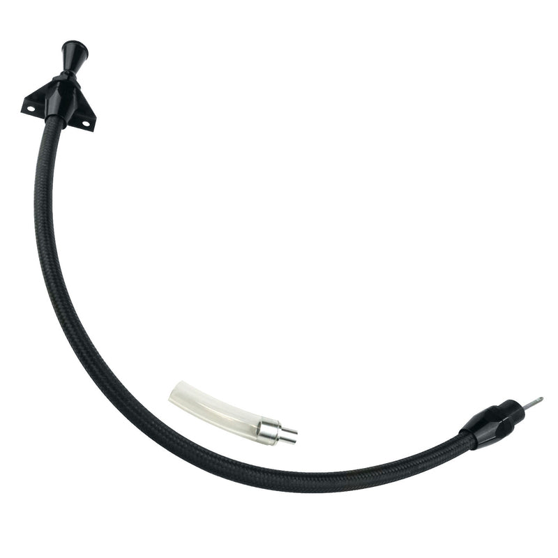 PFE-XTD-3400TM Proflow Transmission Dipstick, Braided Stainless Black , Billet Handle, Transmission Mount, TH400, Each - SS Racetech Rods & Customs