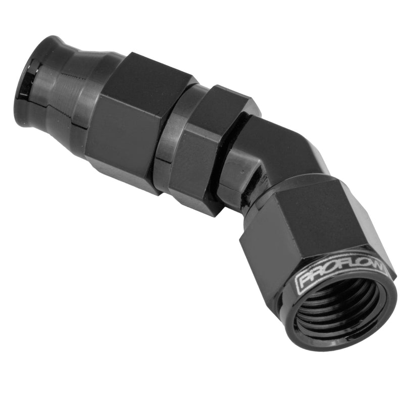 PFE202- 03SBK Proflow Black 45 Degree Hose End Hose End For -03AN PTFE Hose