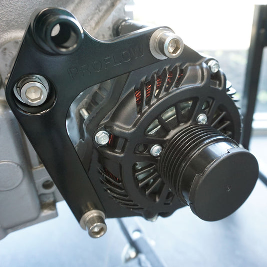 PFEABHOL05BK Proflow Alternator Bracket Kit, Aluminium GM For Holden VE-VF Commodore LS3/L92, Black - SS Racetech Rods & Customs