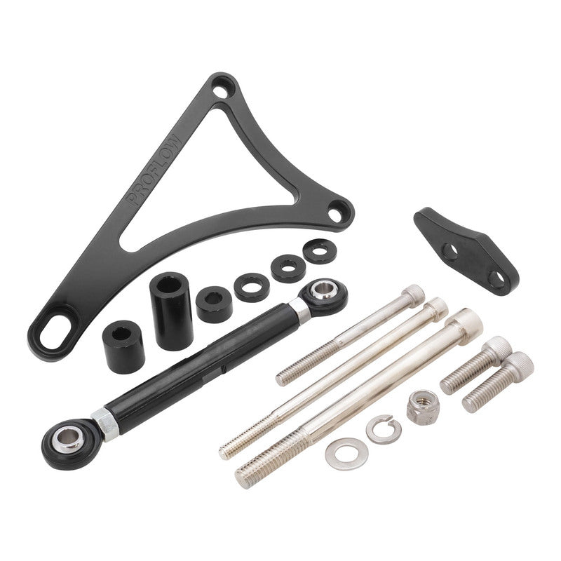 PFEABWIND01BK Proflow Alternator Bracket, For Ford V8 Windsor 351W, Drivers Side Mid Mount, Polished Black