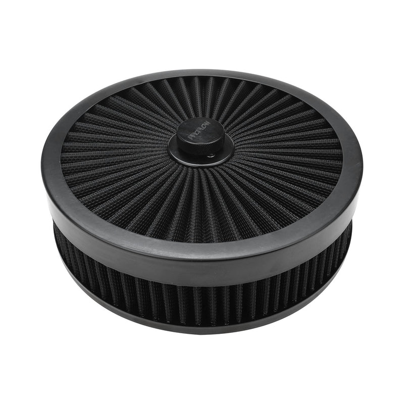 PFEAF-230076B Proflow Air Filter Assembly Flow Top Round Black 9in. x 3in. Suit 5-1/8in. Flat Base - SS Racetech Rods & Customs