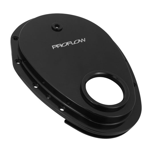 PFECTCBK Proflow Timing Cover, 2-piece, Billet Aluminium, Black Anodised, SB For Chevrolet V8 Small Block, Kit, - SS Racetech Rods & Customs
