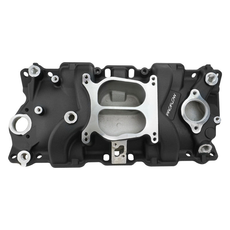 PFEM2101-BK Proflow Intake Manifold, AirDual , Aluminium, Black Square/Spread Bore, For Chevrolet, Small Block