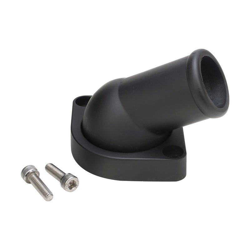 PFETH-R8937BK Proflow Water Neck, Thermostat Housing, Cast Aluminum, Black, 45 Degree, Swivel, Chev For Holden, LS, Each - SS Racetech Rods & Customs