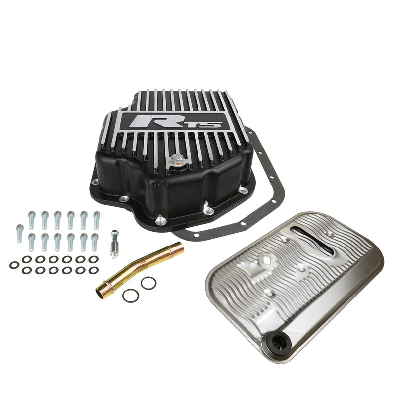RTS20200 RTS Transmission Pan, Deep, Aluminium, Finned Black Powdercoat, GM, TH400, Kit