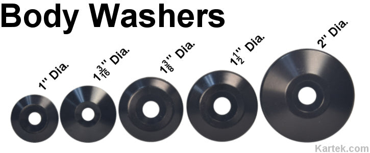 KTK823040BK112 Kartek Off-Road Economy 1-1/2" Black Anodized Billet Aluminum Flat Body Washer Uses 5/16" Bolt