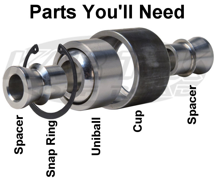 KTK9044 4130 Chromoly Uniball Cups For 1" Bore Uniballs 1-1/2" Tall 2-1/2" Outside Diameter - SS Racetech Rods & Customs