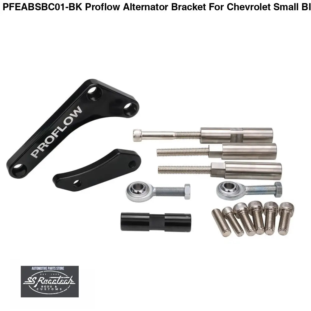 PFEABSBC01-BK Proflow Alternator Bracket For Chevrolet Small Block Drivers Side Long Water Pump Mid Mount Black
