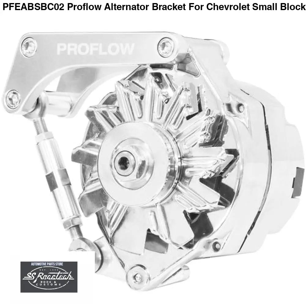 PFEABSBC02 Proflow Alternator Bracket For Chevrolet Small Block Passenger Side Short Water Pump Low Mount Silver