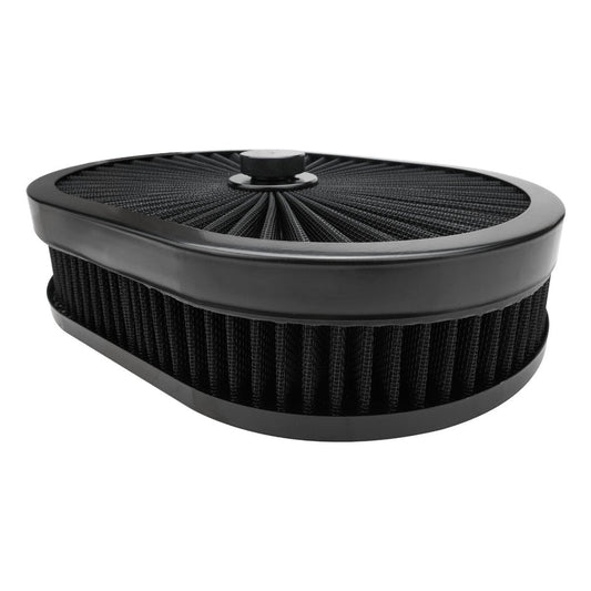 PFEAF - 300051B Proflow Air Filter Assembly Flow Top Oval Black 12in. x 9in. x 2in. Suit 5 - 1/8in. Flat BaseSS Racetech Rods & CustomsAIR FILTERS