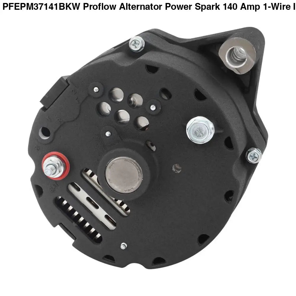 PFEPM37141BKW Proflow Alternator Power Spark, 140 Amp 1-Wire, Internal Regulator, Black Wrinkle, V-Belt, For Ford, Falcon, Each