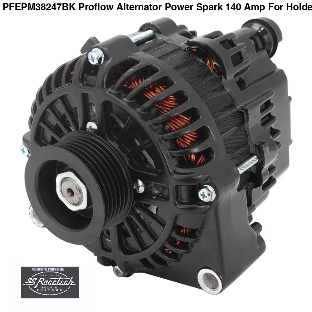 PFEPM38247BK Proflow Alternator Power Spark 140 Amp For Holden Commodore LS VT VX VY Internal Regulator Black