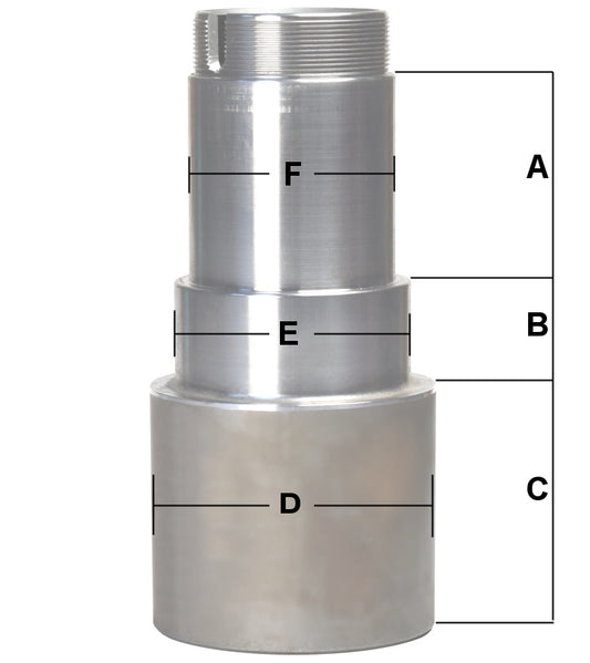 PMERS2500P2R PME Passenger Side 2-1/2" Hollow Full Floater Hub Rear End Spindle Snout 2-1/2" Spindle Length - SS Racetech Rods & Customs