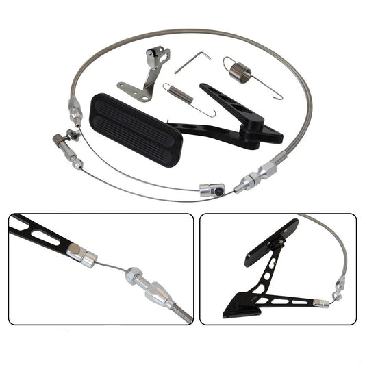 Billet Gas Pedal Kit with 24" Throttle Cable - Black Aluminium Hot Rod (05ITD001CBK) by SS Racetech Rods & Customs