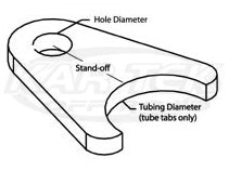 TABAA043C1/4 flat trapezoid tab 1/4" hole, 7/8" SF, .090" thick