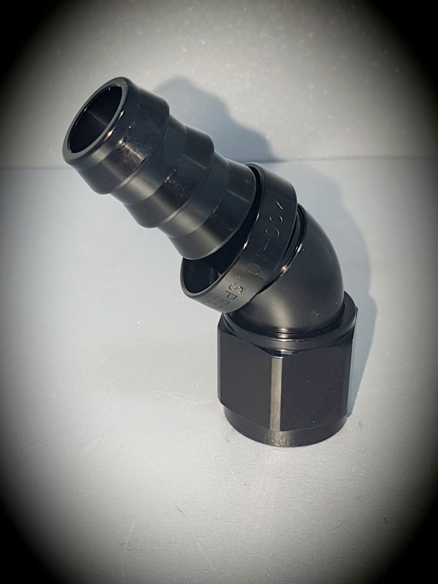 402-10-BLK -10 45 degree hose end - SS Racetech Rods & Customs