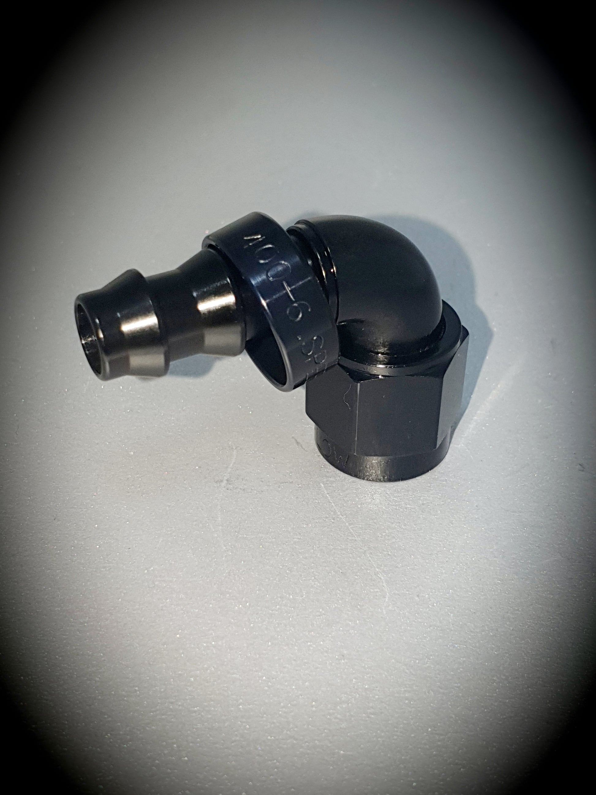 403-06-BLK -6 90 degree hose end - SS Racetech Rods & Customs