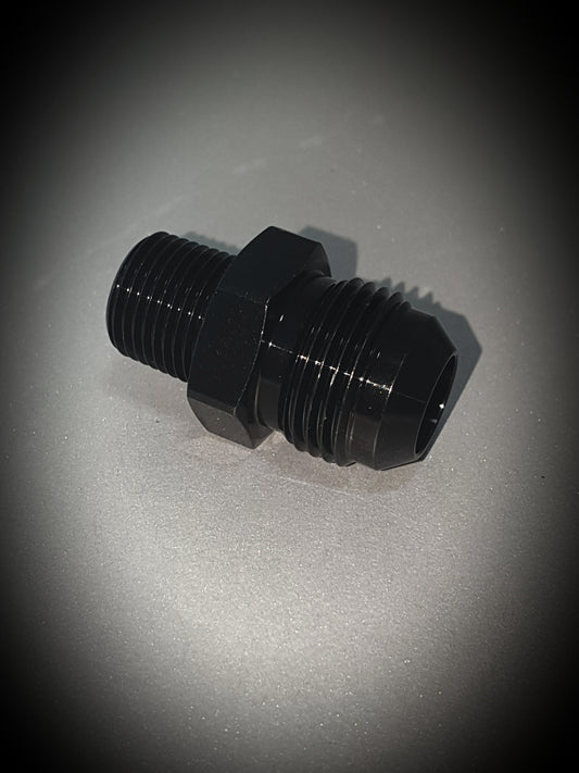 816-10-06-BLK -10 flare to 3/8" NPT adapter by SS Racetech Rods & Customs