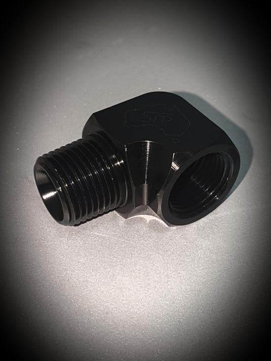 914-06-BLK 3/8" Male /Female 90 DEG - SS Racetech Rods & Customs