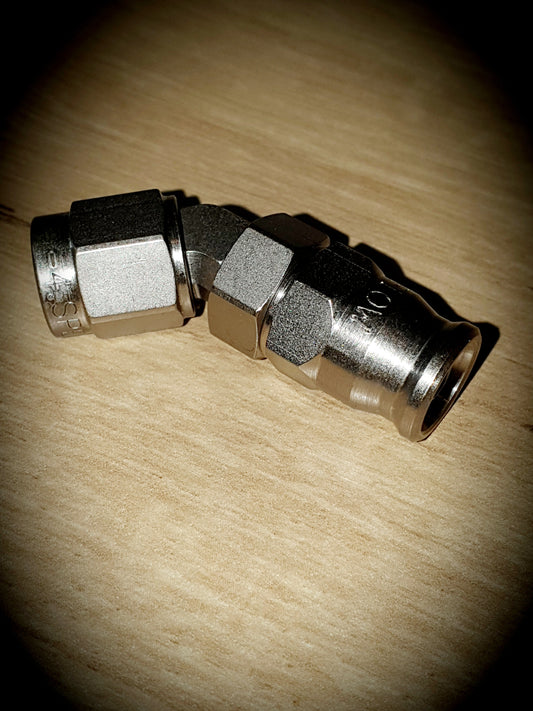202-04 -4 45 degree hose end by SS Racetech Rods & Customs
