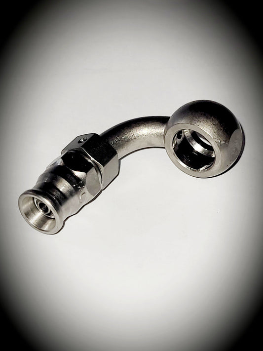 219-03 -3 hose to 3/8 M10 banjo 90 degree - SS Racetech Rods & Customs