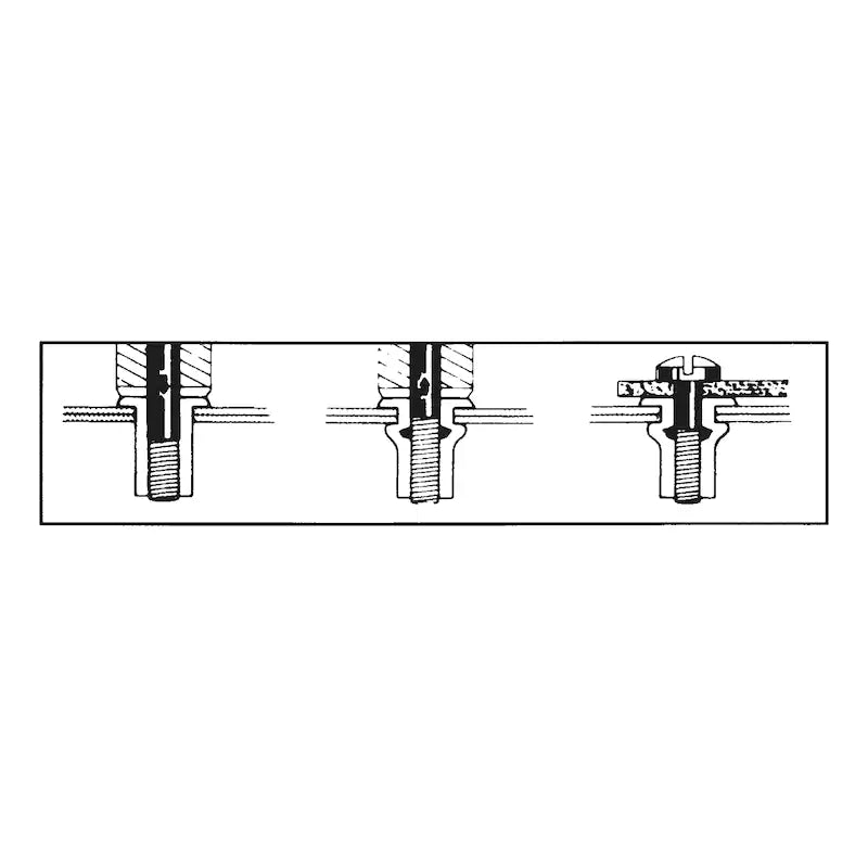 Rivet nut with flat head and knurled shank M6