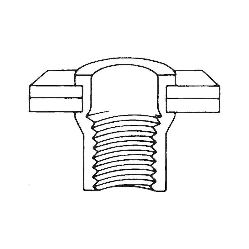 Rivet nut with flat head and knurled shank M6