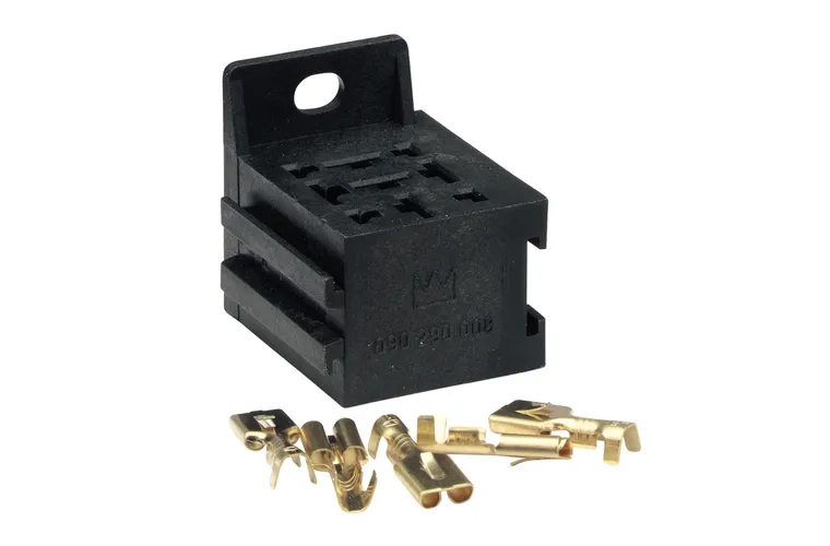 ELECTRICAL RELAY CONNECTOR suit 4 & 5 square pin relays with 6.3mm x 0.8mm flat pin connectors - 68084