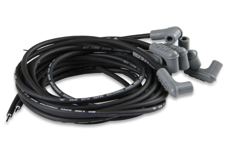 MSD-31223 MSD Spark Plug Wires, Copper, Silicone, 90 Degree, 8.5mm Dia., Black, Universal V8, Set
