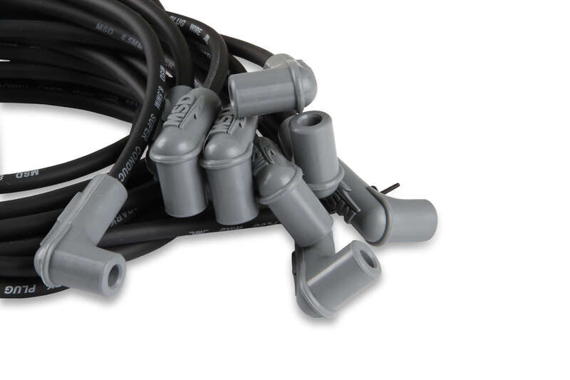 MSD-31223 MSD Spark Plug Wires, Copper, Silicone, 90 Degree, 8.5mm Dia., Black, Universal V8, Set