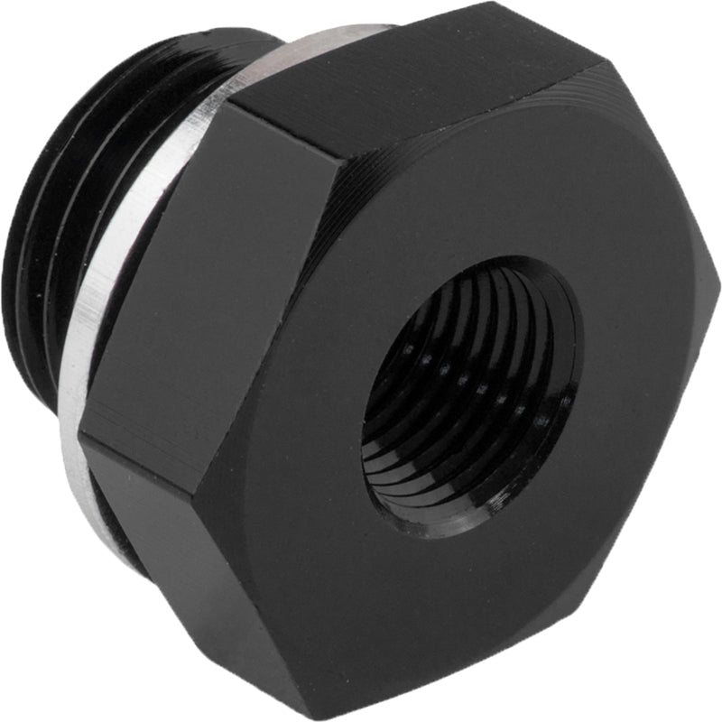 PFE912-M18-02BK Proflow Fitting Metric Port Reducer M18 x 1.50 To 1/8in. Fitting NPT, Black - SS Racetech Rods & Customs