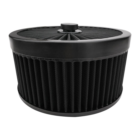 PFEAF-230127B Proflow Air Filter Assembly Flow Top Round Black 9in. x 5in. Suit 5-1/8in. Flat Base - SS Racetech Rods & Customs