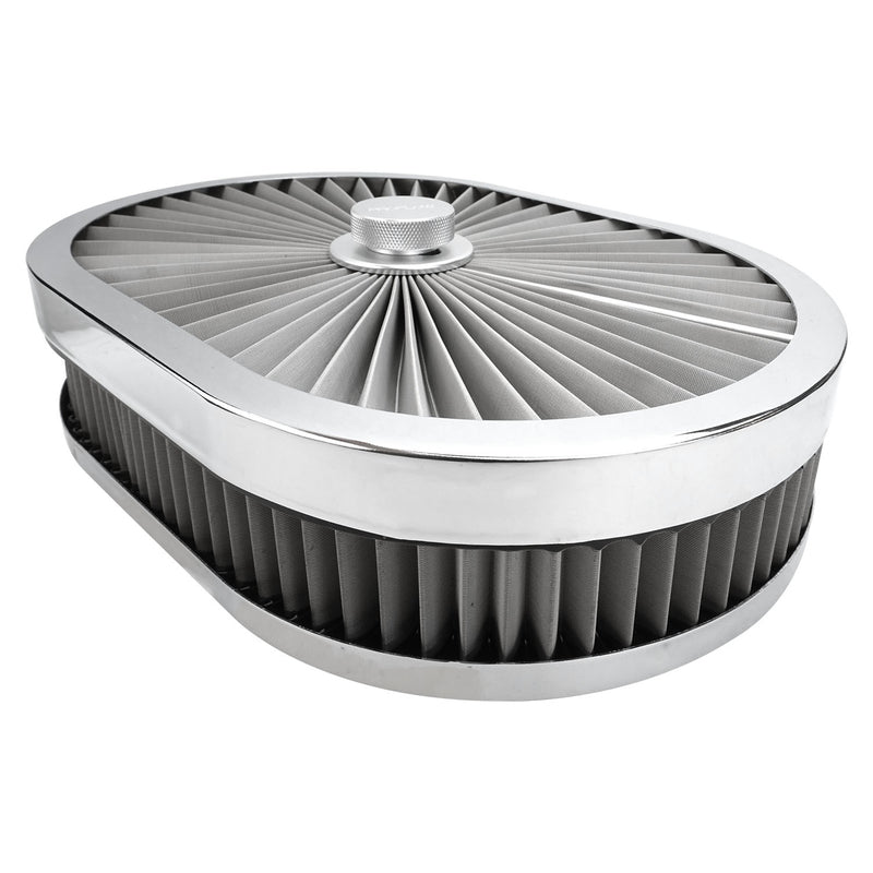PFEAF-300076S Proflow Air Filter Assembly Flow Top Oval Stainless Steel 12in. x 9in. x 3in. Suit 5-1/8in. Flat Base