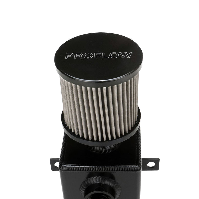 PFECC1-BK Proflow Oil Breather 1 Lt Tank, Catch Can, Square Aluminium, Black, Filtered Breather, Universal, Each