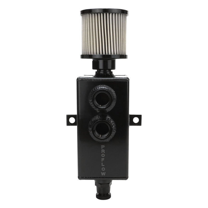 PFECC1-BK Proflow Oil Breather 1 Lt Tank, Catch Can, Square Aluminium, Black, Filtered Breather, Universal, Each - SS Racetech Rods & Customs