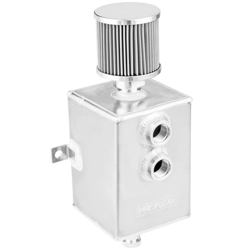 PFECC1 Proflow Oil Breather 1 Lt Tank, Catch Can, Square Aluminium, Natural, Filtered Breather, Universal, Each - SS Racetech Rods & Customs