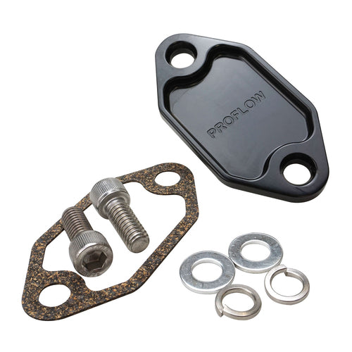 PFEFB-100BK Proflow Fuel Pump Block-Off Plate, Aluminium, Black Anodised, For Holden 253 308, Each - SS Racetech Rods & Customs