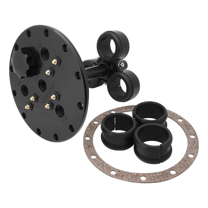 PFEFCA003-1 proflow Triple Fuel Pump Hanger, Mounts 39mm & 46mm Fuel Pumps, 170mm PCD, Billet Aluminium, Black Anodised - SS Racetech Rods & Customs